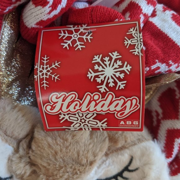 Kids Plush Christmas Reindeer Trapper Hat New - Picture 8 of 9